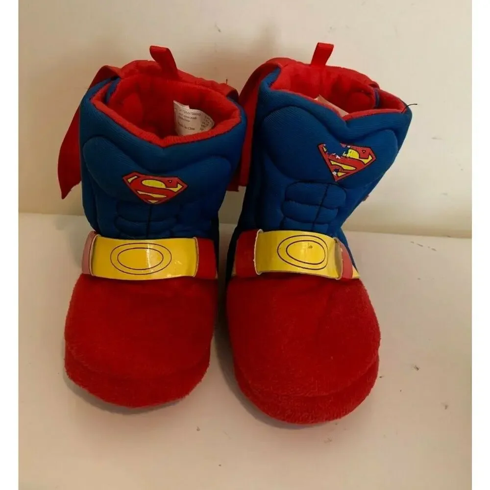 Superman Slippers Size S 5/6 Unisex Capes Boys or Girls DC Comics Booties